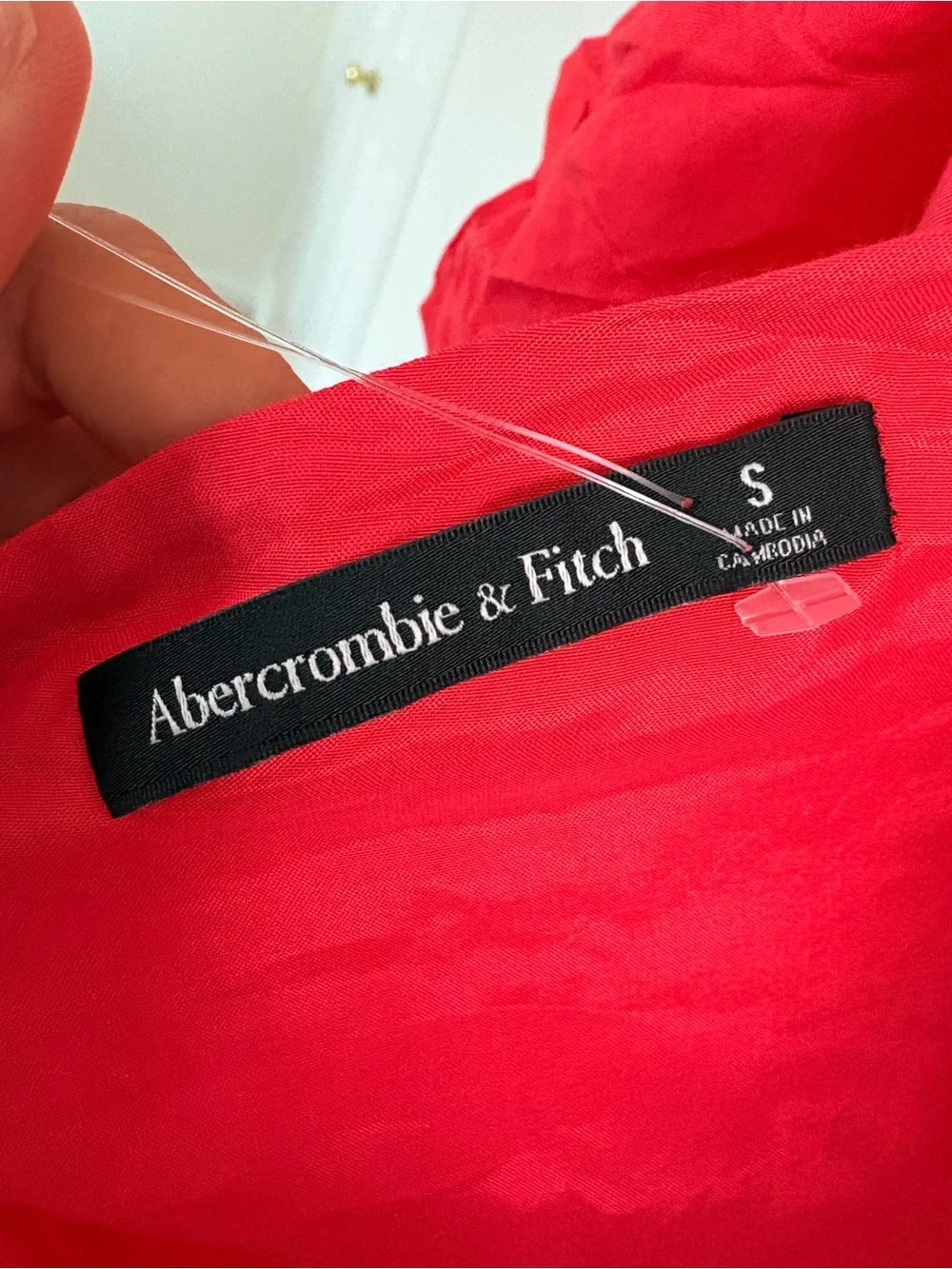 Abercrombie & Fitch Red Puff-Sleeve Square-Neck Maxi Dress